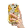 Peinture à l'huile étuis pour téléphones portables fleur jaune support pour téléphone portable étui de protection souple en silicone pour filles Apple Iphone 14 Pro Max 13 12 11 xr xs Premium Design couverture arrière