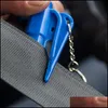 Keychains Lanyards Life Saving Hammer Key Chain Rings Portable Self Defense Emergency Rescue Car Accessories Seat Belt Window Brea Dh06Z