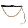 Belts Luxury Gold Chain Belt Metal PU Leather Waist For Women High Quality Stretch Ladies Coat Waistband S3182