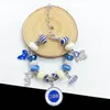 Strand, artesanal, irmandade grega azul branco grande buraco europeu letra zpb mapa 1920 jóias de pulseira de charme de rotundidade