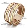 Bangle Multilayer Leather Armband For Women Magnet Clasp Charm flätade breda wrap -armband armband kvinnliga bohemiska stil smycken