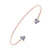 Bangle Simple Design Triangle Cz Bangles Minimalist Enamel Flower Leaf Charm For Women Adjustable Open Jewelry