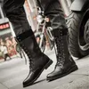 ブーツファッション男性オートバイクールスカル戦闘軍パンクゴスバイカー革靴ハイトップカジュアルブーツ T221101