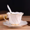 Koppar tefat handmålade guldben återanvändbar espresso europeisk eftermiddag svart te kaffekopp high end tasse café mugg maträtt set porslin