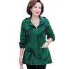 Trench de trincheira feminina Spring Autumn Windbreaker Mulheres Mulheres idosas de meia-idade Casas de casaco de casaco de roupas da mãe Casual Tops femininos elegantes encapuzados