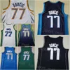 Мужская городская ассоциация баскетбол Luka Doncic Jersey 77 Navy Blue White Black Green Team Color заработал классические выписки из издания для фанатов спорта High High