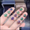 Cluster Rings Cluster Rings Natural Black Opal Ring Real 925 Sier Fine Jewelry 6X8Mm Size Gemstone Good Colorf Fire Secret Price For Dh45W