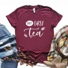 Men f￶rsta te-tryck t skjortor kvinnor hipster rolig t-shirt lady yong flicka 6 f￤rg topp