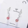 Orecchini pendenti Orecchini pendenti in argento S925 di lusso per donna con trifoglio e lunga nappa di foglie di albero Rosa Fragola Pietra di luna