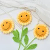 Decorative Flowers Artificial Sunflower Bouquet Hand-Knitted Crochet Sunflowers Creative Flower Finished Handicraft Gifts Party Home Decor