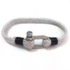 Charm Bracelets Fashion Navy Style Sport Camping Parachute Cord Men With Stainless Steel Shackle Buckle Jewelry SL114