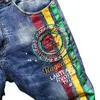 Jeans masculinos Letters masculinos Bordados pintados de jeans de jeans de jeans Trendy Slim Straight calça calça T2221102