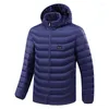 Chalecos para hombre NWE, chaquetas cálidas de invierno con calefacción USB para hombre, termostato inteligente, ropa con capucha de Color puro, resistente al agua