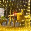 سلاسل 6x4/3x3/2x2m LED Icicle Net String Light Christmas Fairy Lights Garland Outdoor Home لحضور حفل زفاف/ستارة/حديقة زخرفة