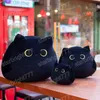 Juguetes de peluche de gato negro Kawaii de 18-40cm, almohada de gato redonda suave, cojín para siesta, regalo creativo de cumpleaños de Navidad para niños