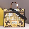 Designer väskor Tygväska Cobranded Handbag One-Shulder Female Bag Retro National Style Printed FendinSbag Canvas Amber Handle Shion 93