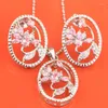 Collier Boucles d'oreilles Ensemble Fleur Fleurée Multi-couleur Morgane Morganite plaqué Argent Boucle d'oreille S8529