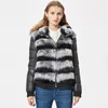 Women's Fur Faux Real Rex Rabbit Coat With Hood Down Jacket Sleeves Bomber Hooded Women 221102