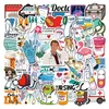 50PCS Doctor Stickers For Kids Laptop Diary Water Bottles Car Bike Skateboard Suitcase Doctors Occupation Medical Equipment DIY Personalize Sticker Decals