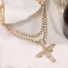 Anklets Luxury Rhinestone UZI Gun Heart For Women Gold Silver Color Double Crystal Tennis Chain Ankle Bracelet Fashion Jewelry