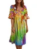 Vestidos de festa Impressa Floral Summer Sundress Dress feminino de praia Mulheres listradas Boho 9972