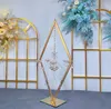 6pcs New Wedding Party Decoration Props Metal Diamond Frame pendurado Crystal acr￭lico Pingente Pingente Casamento Mesa Principal Layout