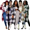 Femmes vestes Plaid Long manteau mode femmes printemps hiver manches lâche poche dames veste décontractée vêtements d'extérieur élégants