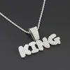 Hip Hop Alloy Pendant Necklace Inlay Rhinestone KING Letter Personality Necklace Birthday Party Valentine's Gift