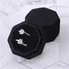 Octagon Shape Velvet Jewelry Box Dubbelring F￶rvaringsfodral Vigselring Displayl￥dor f￶r kvinnliga g￥va ￶rh￤ngen Paket