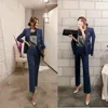 Dwuczęściowe spodnie damskie Blazers Side Solid Women Suits 2 zestawy długie kurtka Kobieta Wysokiej jakości strój biznesowy