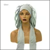 Accessori per capelli Satin Solid Slee Hat Night Sleep Cap Hair Care Bonnet Berretto da notte per donna Uomo Cappelli unisex Drop Delivery 2022 Prodotto Dh7Yw