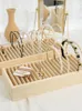 Jewelry Pouches Solid Wood Headband Display Stand Holder Tray