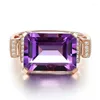 Br￶llopsringar Yongman Romantic 18K Rose Gold Plated Amethyst Engagement Ring Women SMycken Storlek 6-10