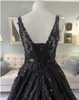 Gothic Wedding Black Dresses Gowns With Straps V Neck Lace-Up Back Sequined Lace Tulle Non White Vintage Bride Dress intage