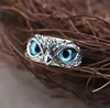 Moda Demon Eye Owl Pierścienie dla kobiet miłośnicy retro zwierzę otwartego regulowanego oświadczenia biżuteria hurtowa biżuteria hurtowa