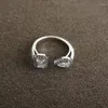 Eheringe, modisch, kubisch, einfache Modellierung und süßer doppelt geformter Steinring, Hochzeit/Party/Abendessen, Schmuck für Frauen.RC066