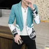 Herrenanzüge Koreanischen Stil Männer Blazer Farbverlauf Blumenmantel Hochzeit Business Casual Anzug Jacke Friseur Straße Tragen Soziale Veste Homme