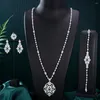 Halsband örhängen set Godki Luxury 4st Flower Leaf Earring Dubai Wedding Engagement Brincos Para As Mulheres 2022