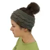 Cappelli a cuffia con coda di cavallo autunno inverno da donna tinta unita berretti all'uncinetto lavorati a maglia elasticizzati da donna per donna