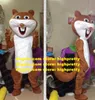 Costume de mascotte de l'écureuil marron aimable Caractère de dessin animé mascotte adulte bouche ouverte Blanc Blanc Long Tail Small Hands N ° 9933 FS