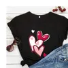 Valentine Love Heart Tops Damen T-Shirt Bunte Herzen Shirts Valentinstag