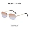 New fashion womens sunglasses frameless slices sunscreen sunglasse female senior sense ins set diamond small frame sunglasses men cross border wholesale