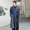 Trench masculino Coats Korea Moda Patchwork Design Men Jackets Windbreaker