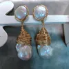 Stud Earrings Natural Pearl Very Bright Baroque 18K Gold Ladies Jewelry Handmade Designer Bag Postage