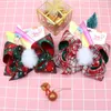 7 pulgadas Navidad niños arco horquilla tela hecha a mano accesorios para el cabello niñas moda tocado niños Festival Decoración