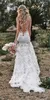 Vintage Mermaid Spaghetti Wedding Dress V-neck Backless Lace Appliques 3D Flowers Country Bridal Gown Plus Size Custom Made