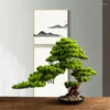 Decoratieve beeldjes Woonkamer Solid Wood Simulation Gast Welkom Pine El Desktop Porch Groene planten Fake Bonsai Interieur Decoratie