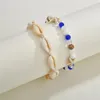 Tornozeleiras vagqueb boho shell corda para mulheres de cristal picotas de encanto da praia de ângulo descalço da perna de tornozelo de tornozelo