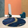 Tapis de luxe tapis rond salon bleu or nordique abstrait Style moderne tapis pour chambre décor maison anti-dérapant chaise tapis