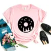 Donut Donut Baskı Kadınlar Günlük Tişört Lady Yong Kız Top Tee R078